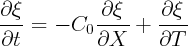 @q           @q      @q
--- =  - C0 -----+  ----
 @t         @X      @T
